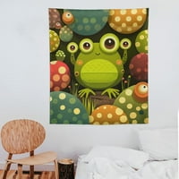 Lijepa žaba gljiva šumska tapiserija zidna umjetnost, porodična zabavna atmosfera