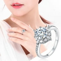 Jiyugala prstenovi za žene bijeli okrugli oblikovani prstenski prsten dijamantski prsten točkaši elegantni prsten za rhinestone full dijamantni prstenovi za veličinu 6-10