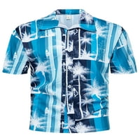 Cindysus Men Loose Majica kratkih rukava Mens Regular Fit T Majica Okrenite butte na plaži na ovratniku Havajske ljetne majice