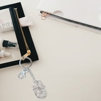 Aqua škampica - srebrna 3D pjenušava šarm rhinestones Modna elegantna legura izdržljiva prstena za ključeve kristalno nakit pribor sa kopčom za ključeve, torbu, torbicu, ruksak