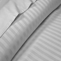 Postavljen list za krevet duboki džep - Broj navoja - egipatski pamuk - ekstra mekani i luksuzni, laka njega - svijetlo siva pruga, pune veličine