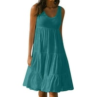 Ventinska haljina za goste za ženska dugačka visoka struka Vezane košulje sa okruglim vratom Green