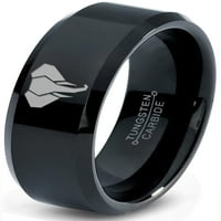 Volfram Slon životinjski poligon stil umjetnosti prsten za muškarce Žene Udobnost Fit crni pogirani ruba