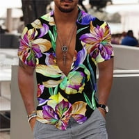 Sdjma Muška majica Vintage Striped Lagana pletena majica Muška modna casual tipke Hawaii ispis Ispis bluza s kratkim rukavima