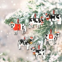 Božićni ukrasi smoli materijal božićni dekor krava model ravnog visećeg ukrasa ukras ukras atmosfere privjesak božićni ukrasi bijeli