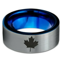 Tungsten kanadski javorov list prsten za prsten za muškarce žene udobnost FIT plavi ravni rez brušeni sivi polirani polirani