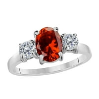 Mauli dragulji za žene za žene Carat Diamond i ovalni oblik Garnet prsten prong 14k bijelo zlato