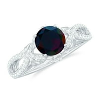 Crossover prsten za žene - pravi crni opal i moissan prsten, srebrna od sterlinga, SAD 12.50