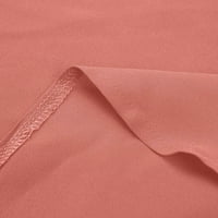 Bluze za čišćenje prodaje Ženske ljetne majice s dugim rukavima Zip Ležerne prilike Tunika V-izrez Bluza za blubu za vrat na vrhu lubene crvene boje
