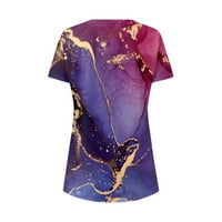 Ženski vrhovi Ženska bluza s kratkim rukavima Modni grafički otisci T-majice Okrugli dekolte Ljetna tunika Tee Crna s