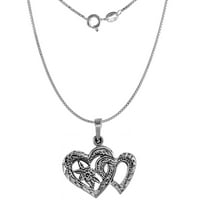 Ogrlica sa srebrnim srebrnim srcem za žene Diamond-Cut Oksidirani završetak BX_19