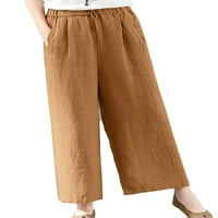 Paille žene dno su elastične struk palanzo pant široke pantalone sa džepovima sa čvrstim bojama pantalone ljeto crna 2xl