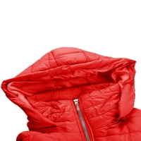 Rejlun Ženski kaput bez rukava bez rukava sa otvorenim odjećom casual puffer prsluk lagan odmor za odmor crvena 3xl