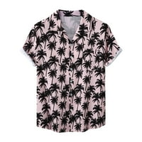 Muške tropske kokosove drveće košulje casual gumb dolje s kratkim rukavima TOP COMFY isključite košulju na plaži na plaži sa džepom