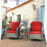 Cozywor 3-komadni pleteni vrtni vrtni vrtni stolica za ljuljanje