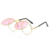 Okrugle lepršave sunčane naočale, vintage flip-up nijanse, vintage krug za sunčanje naočale za muškarce za muškarce W2N1