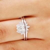 Kubični cirkonijski cvjetni prsten za žene, mladenkini prsten, srebrna, US 7,00