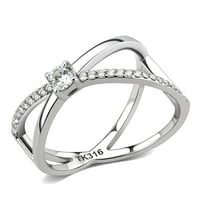Ženski prstenovi visoki polirani prsten od nehrđajućeg čelika sa AAA CRD CZ u Clear Da351