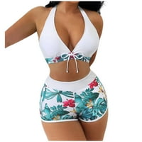 Ženski kupaći kostim ploča za ispisane kupaći kostim Split Boxer High Squik kupaći kostim dvodijelni set bijeli XL