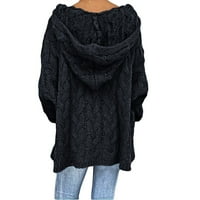 Wotryit Women Losel Plus size Jednobojni kapuljač duge rukavi dugi rukavi vrhovi ženskih džempera