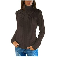 Vivianyo HD džemperi za zasebne čišćenje Plus size Ženski dugih rukava s dugim rukavima Top visoki vrat Tanak džemper Visoki vrat pice kafu
