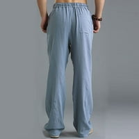 Muške hlače Proširivi struk pamučni posteljina labava čipkasti udisani povremeni džep za sportske muške pantalone
