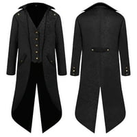 Crna muško muško vintage Slim Retro punk jakna Gold ivice kaputa Steampunk jakna Gothic Carcoat Vintage Tuxedo kaputi