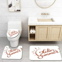 Pozdrav ljetne riječi na bijelom okviru kaligrafski slovima EPS-a u kupaonici set za kupatilo Contour mat i toaletni poklopac poklopca