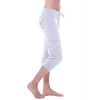 FPQTRO TIME I TRU WOOMENS PLUS Veličina Sjeća ljetna joga Capris Hlače Jesen Žene Vježbajte noge Stretch Struk dugme Pocket Yoga teretane Obrezivanje pantalone