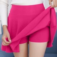 Gubotare tenis suknja Ženska plus veličina rastezljiva elastična struka Flared casual mini klizač suknje, vruće ružičaste L