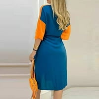 Wyongtao ponude ugodne ženske ležerne boje O-izrez u boji džepa dugih rukava duga haljina