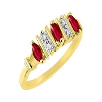 * Jednostavno elegantan prekrasan crveni rubin i dijamantni prsten - jul rođenje *
