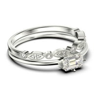 Prekrasan minimalistički 1. karat baguette Cut Diamond Moissite zaručnički prsten, klasični vjenčani prsten u 10K čvrsto bijelo zlato, poklon za njen, obljetni prsten, mladenkini set, podudaranje