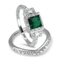 Njegov je njen vjenčani set smaragdni zeleni zvjeznik za angažman prstena za žene za žene veličine muškarca veličine 12