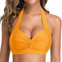 TAWOP PLUS SIZIJSKI kupaći kostim modne žene seksi pojas struk push up bikini kupaći kostim žute veličine 4