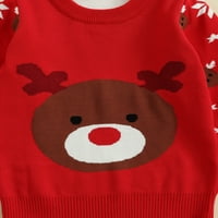 Nituyy Božićna toddlers Ležerne duksere Little Girls Boys Crtani rog medvjed jacquard dugih rukava okrugli ovratnik pulover pletiva