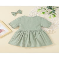 Chollius Dječje djevojke ljeto slatka princeza haljina čvrstog u boji zatvarač kratki rukav a-linijski haljina sa lukom