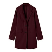 Ženska kasutarna jakna za blejler s dugim rukavima otvorena prednja gumb Radni ured Posao Blazer Jackets Spring Fall Revel bluzer kaput sa džepovima