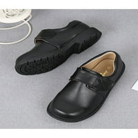 Sanviglor Boy's Oxford cipela s ravnim stanovima okrugle cipele za cipele za vjenčanje casual modne udobne klizanje na crno-12c