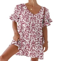 Bomotoo ženska majica haljina kratke mini haljine Tunic Ljeto suncobran od rufšene boemske slike m