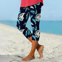 Petite hlače za žene Ženski ljetni casual elastični struk ispisane obrezane hlače na plaži Ljeto odobrenje 12
