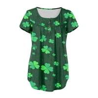 Plus veličina Svetog Patrickovih vrhova za žene casual gumb izrez majice kratki rukav zeleni shamrock grafički zbirni tuničke majice za gamaše