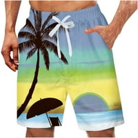 Menshalf Hlače hlače uzorak uzorak bib hlače CoverAll sa džepovima plaže elastičnosti plaćene hlače za muškarce, zelene, xl