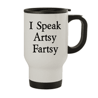 Govori Artsy Fartsy - 14oz putna krigla od nehrđajućeg čelika, bijela