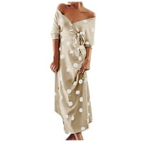 Amousa ženska ljetna moda polka tačka ispis V-izreza sa ramena haljina ženske haljine
