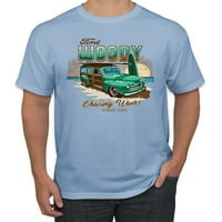 Wild Bobby, Vintage Ford Woody jugoistoki valovi automobili i kamioni Muška grafička majica, svijetloplava, 3xl