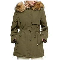 Ženska nova zimska podstavljena jakna Srednja dužina plišana ovratnik debela plus veličina tanka jakna od struka pamučna jakna kaput
