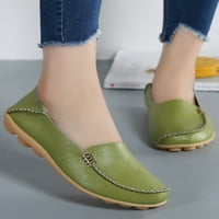 Oucaili ženski stanovi klizne na casual cipele udobni natikači modne kožne mokasinke žene medicinske sestre cipele trava zelena 4