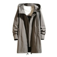 Muška zimska velika jakna s kapuljačom pune boje debela zip up kardigan kaput siva veličina L, XL, XXL, XXXL