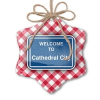Ornament tiskani jedan oboren znak Dobrodošli u Cathedral City Christy Neonblond